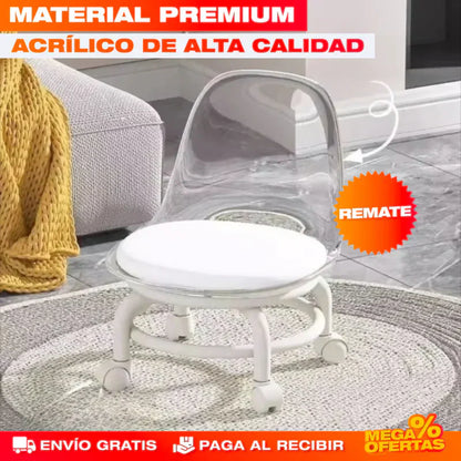 SILLA BAJA GIRATORIA 360° EN ACRÍLICO PARA NIÑOS Y ADULTOS
